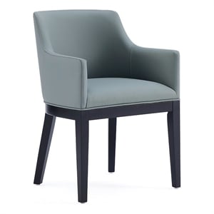 Pemberly Row Modern 19.5&quot Faux Leather Dining Armchair in Pewter