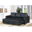 Pemberly Row Contemporary Faux Leather Convertible Sofa in Black
