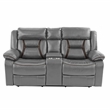 Pemberly Row Two Seater Gel Leatherette Loveseat Recliner in Gray