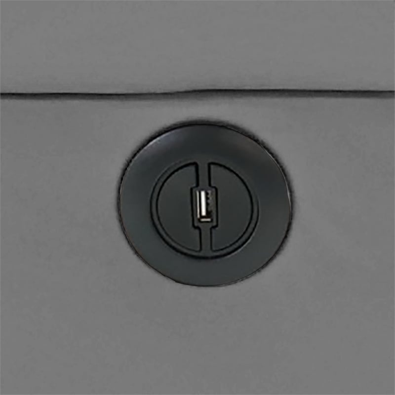 Pemberly Row Two Seater Gel Leatherette Loveseat Recliner in Gray