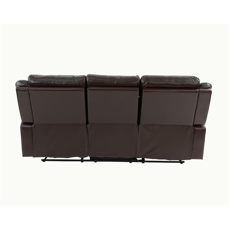 Pemberly Row Modern Gel Leatherette Sofa Recliner in Dark Brown