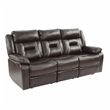 Pemberly Row Modern Gel Leatherette Sofa Recliner in Dark Brown