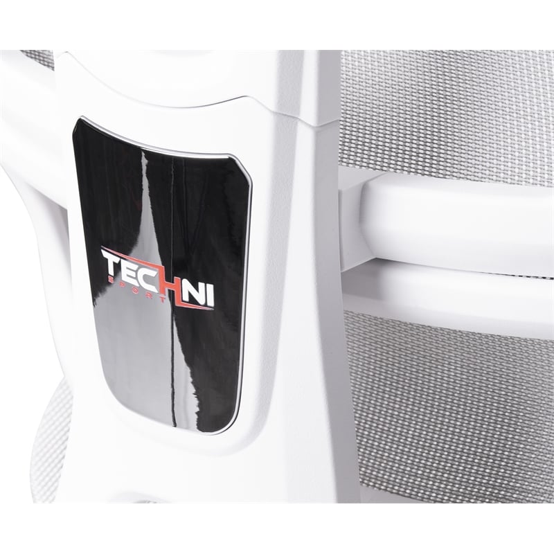 Pemberly Row Modern Sport Mesh Fabric Gaming Chair in White/Gray