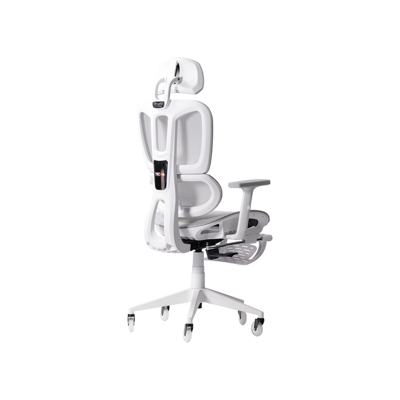 Pemberly Row Modern Sport Mesh Fabric Gaming Chair in White/Gray