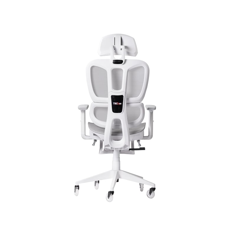 Pemberly Row Modern Sport Mesh Fabric Gaming Chair in White/Gray