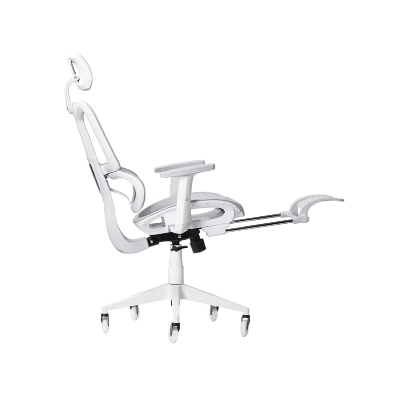 Pemberly Row Modern Sport Mesh Fabric Gaming Chair in White/Gray
