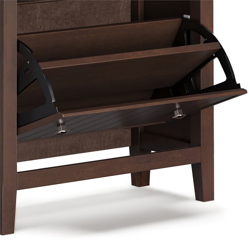 Pemberly Row Wood 32 inch Wide Entryway Shoe Storage Cabinet - Brunette Brown