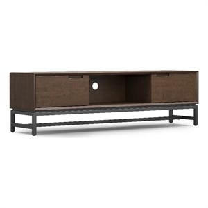 Pemberly Row Solid Hardwood 72&quot WD Industrial TV Media Stand in Walnut Brown