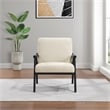 Pemberly Row Armchair in Linen White Fabric with Black Finished Frame