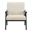 Pemberly Row Armchair in Linen White Fabric with Black Finished Frame