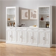 Pemberly Row 3-PC Wood/Metal Sideboard And Bar Cabinet Set in White