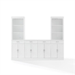 Pemberly Row 3-PC Wood/Metal Sideboard And Bar Cabinet Set in White