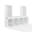 Pemberly Row 3-PC Wood/Metal Sideboard And Bar Cabinet Set in White
