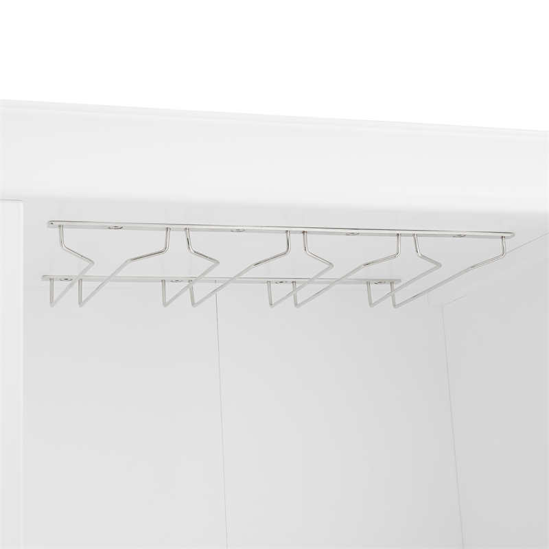 Pemberly Row 3-PC Wood/Metal Sideboard And Bar Cabinet Set in White