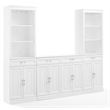 Pemberly Row 3-PC Wood/Metal Sideboard And Bar Cabinet Set in White