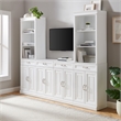 Pemberly Row 3-Piece Wood Sideboard & Storage Bookcase Set in White