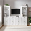 Pemberly Row 3-Piece Wood Sideboard & Storage Bookcase Set in White