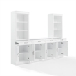 Pemberly Row 3-Piece Wood Sideboard & Storage Bookcase Set in White
