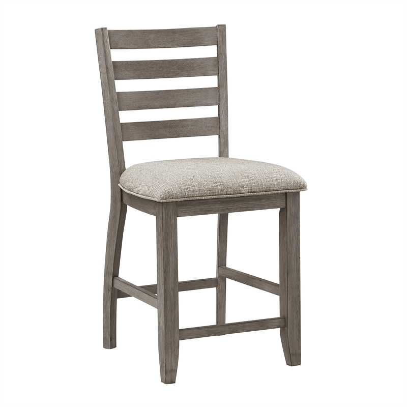 Pemberly Row Wood and Fabric Counter Height Chair in Gray (Set of 2)