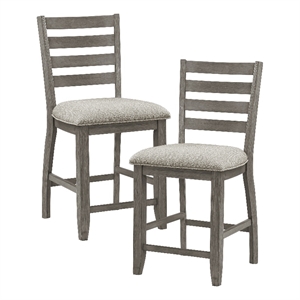 Pemberly Row Wood and Fabric Counter Height Chair in Gray (Set of 2)