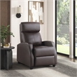 Pemberly Row Faux Leather Push Back Reclining Chair in Dark Brown