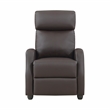 Pemberly Row Faux Leather Push Back Reclining Chair in Dark Brown