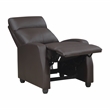 Pemberly Row Faux Leather Push Back Reclining Chair in Dark Brown