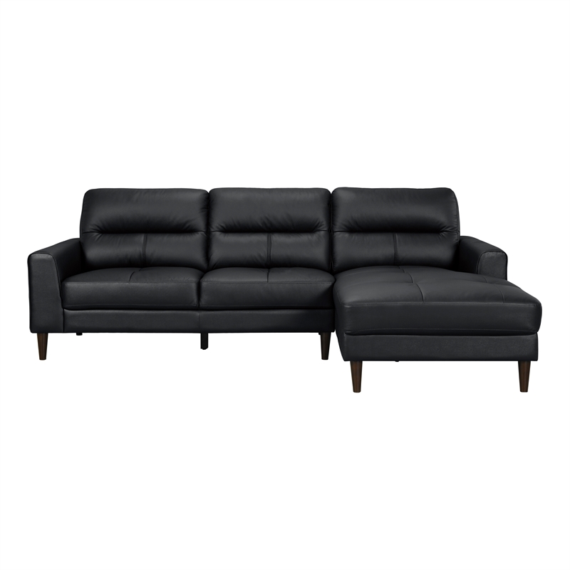 Pemberly Row 2-Piece Leather Match Sectional with Right Chaise in Black