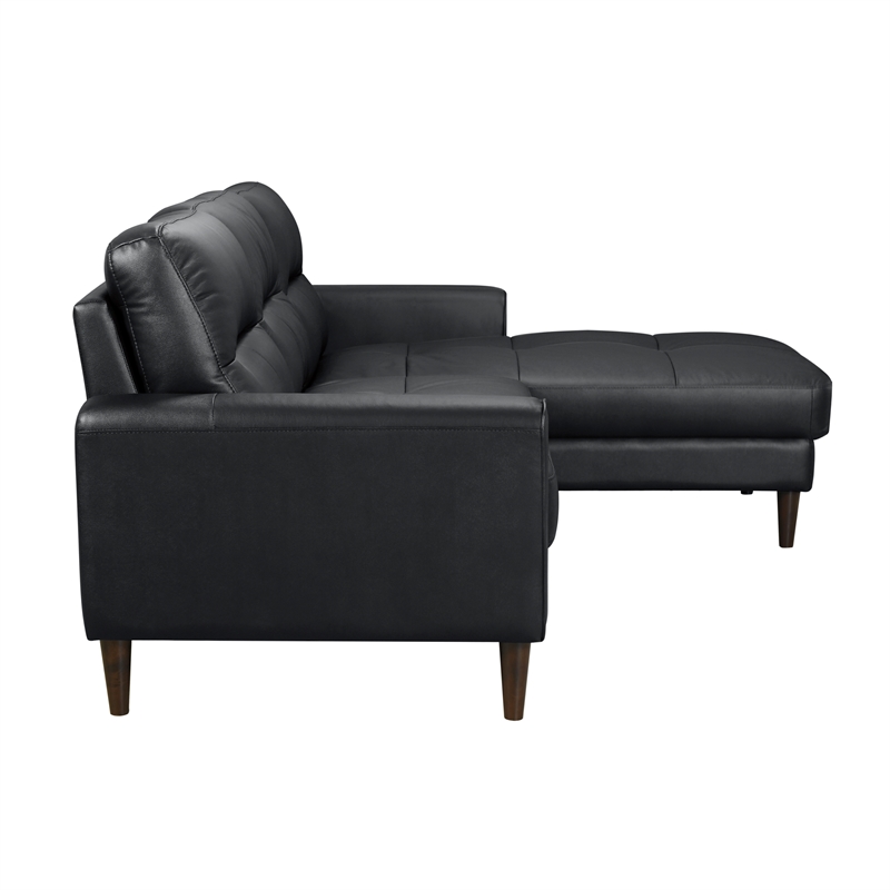 Pemberly Row 2-Piece Leather Match Sectional with Right Chaise in Black