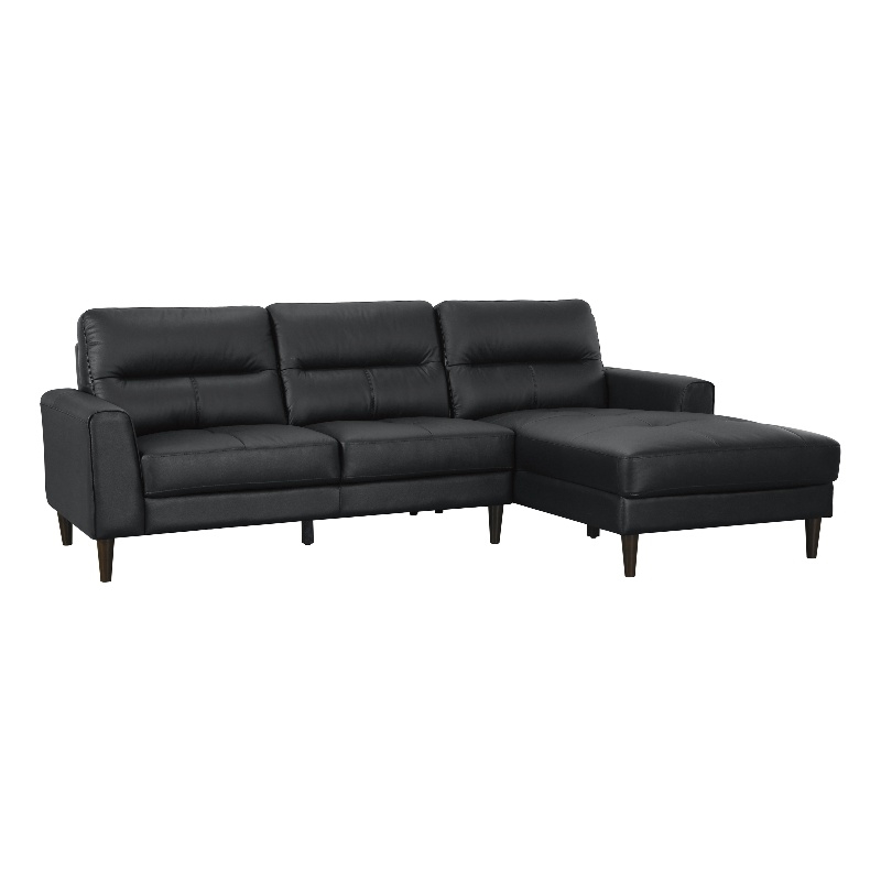 Pemberly Row 2-Piece Leather Match Sectional with Right Chaise in Black