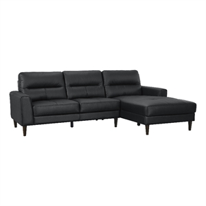 Pemberly Row 2-Piece Leather Match Sectional with Right Chaise in Black