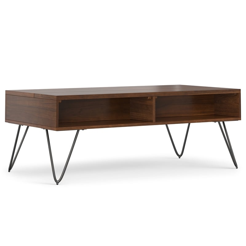 Pemberly Row Rectangle Wood Coffee Table with Lift Top in Walnut Brown
