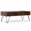 Pemberly Row Rectangle Wood Coffee Table with Lift Top in Walnut Brown