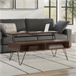 Pemberly Row Rectangle Wood Coffee Table with Lift Top in Walnut Brown