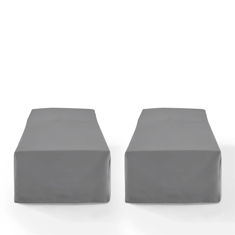 Pemberly Row Vinyl Outdoor Chaise Lounge Cover in Gray (Set of 2)