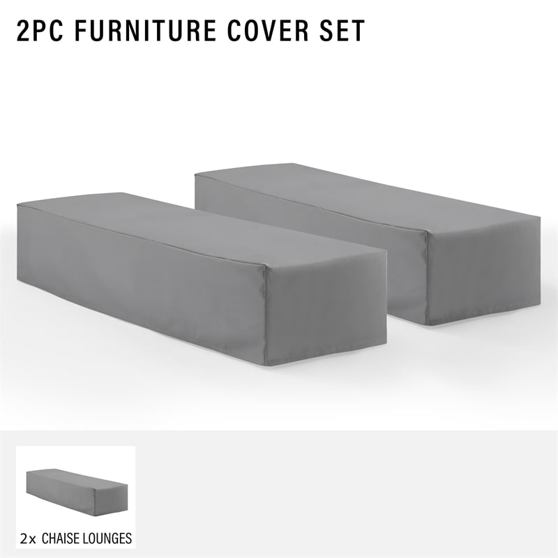 Pemberly Row Vinyl Outdoor Chaise Lounge Cover in Gray (Set of 2)