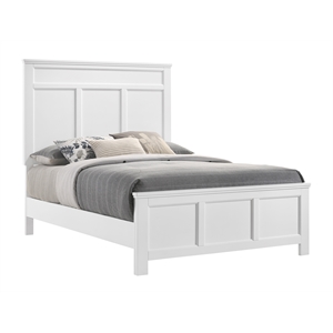Pemberly Row Traditional Rubber Wood Full Bed in White Finish