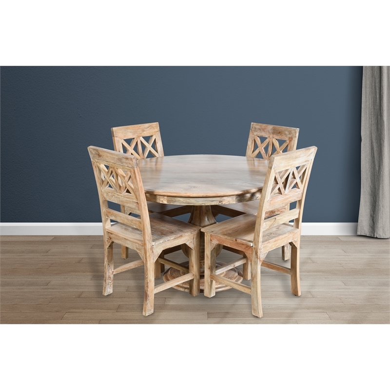 Pemberly Row Solid Wood Dining Chairs in Natural Finish (Set of 2)