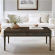 Pemberly Row Solid Wood Coffee Table with 2 Drawers in Coffee