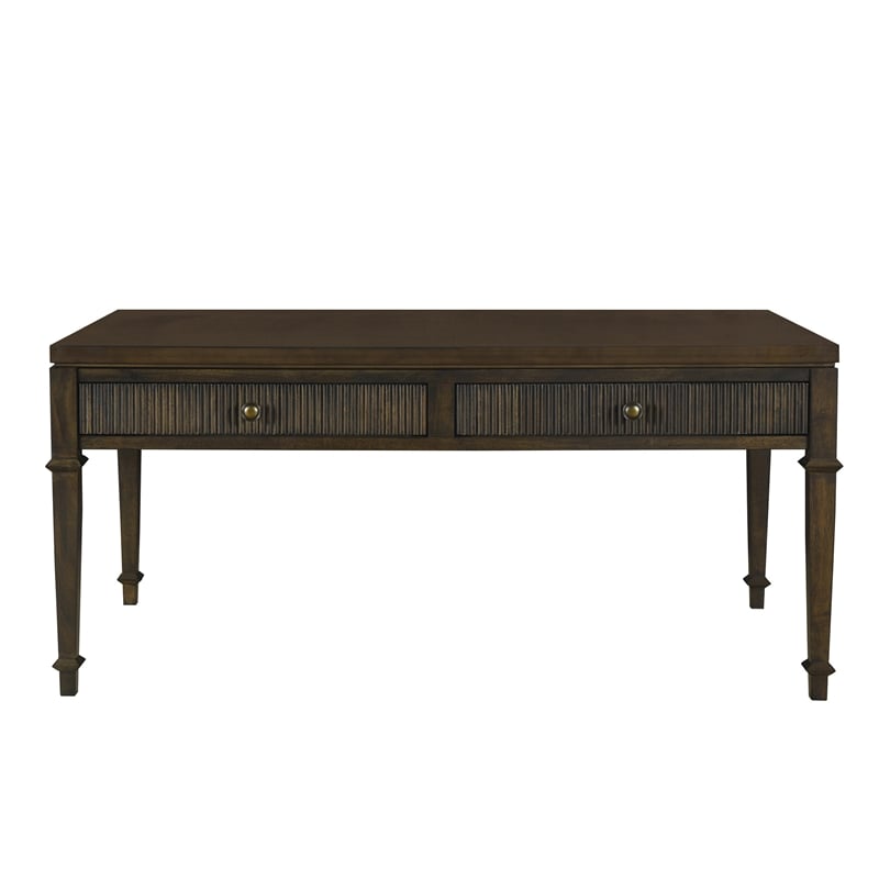 Pemberly Row Solid Wood Coffee Table with 2 Drawers in Coffee