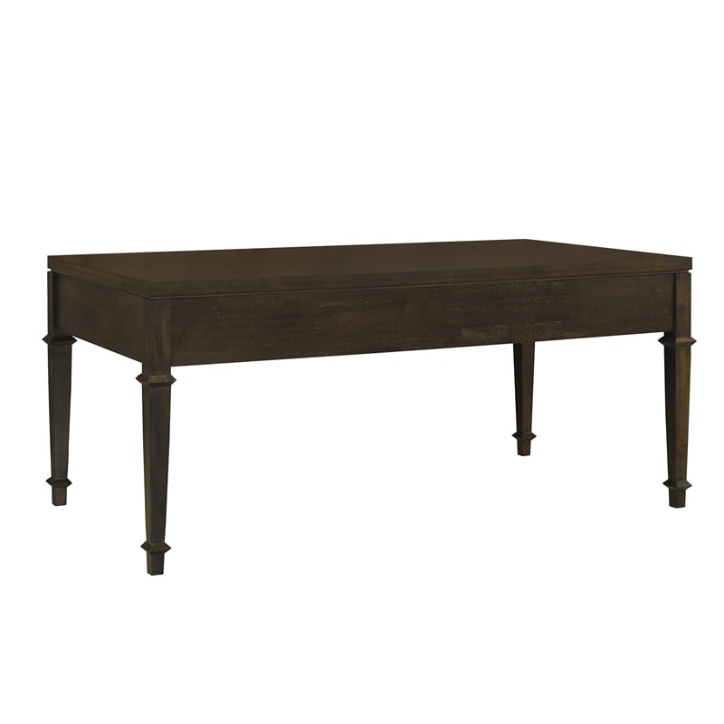 Pemberly Row Solid Wood Coffee Table with 2 Drawers in Coffee