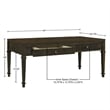 Pemberly Row Solid Wood Coffee Table with 2 Drawers in Coffee