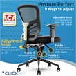 Pemberly Row Flow Mid Back Mesh Office Chair Lumbar Support Padded Seat in Black
