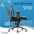 Pemberly Row Flow Mid Back Mesh Office Chair Lumbar Support Padded Seat in Black