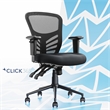 Pemberly Row Flow Mid Back Mesh Office Chair Lumbar Support Padded Seat in Black