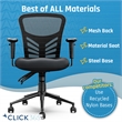 Pemberly Row Flow Mid Back Mesh Office Chair Lumbar Support Padded Seat in Black