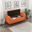 Pemberly Row Contemporary Fabric Lift Top Storage Bench in Orange