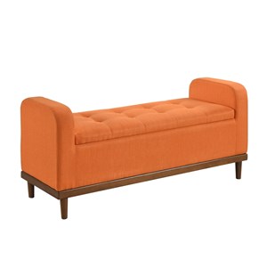 Pemberly Row Contemporary Fabric Lift Top Storage Bench in Orange