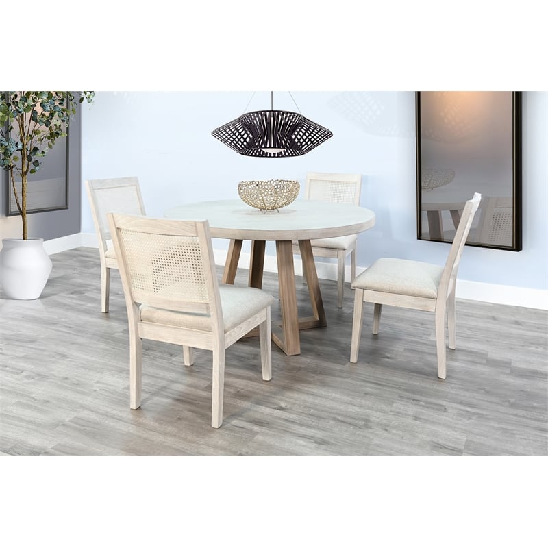 Pemberly Row Modern Cane Back Dining Chair Light Gray (Set of 2)
