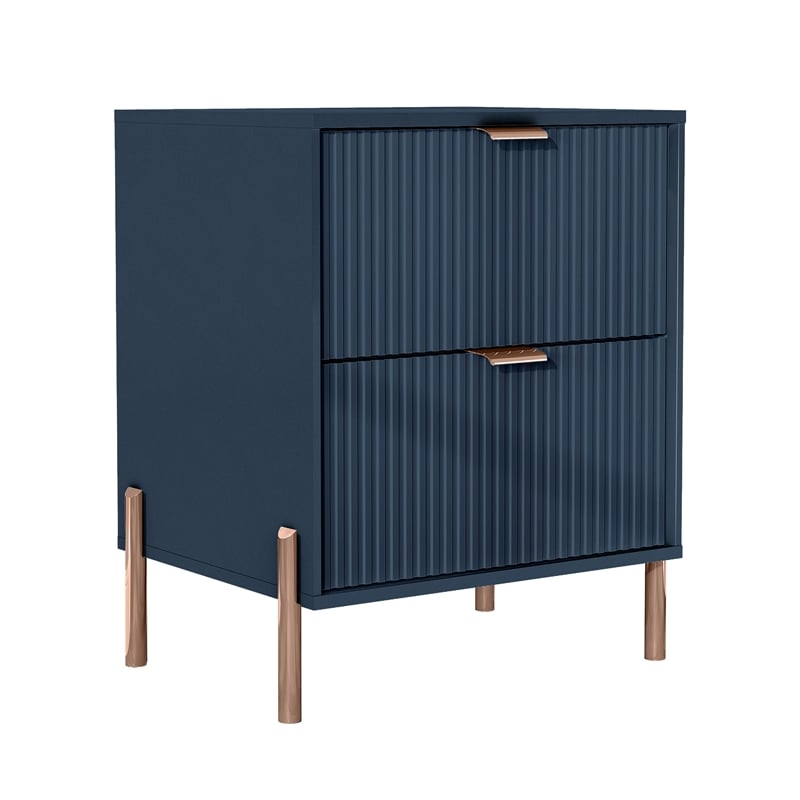 Pemberly Row Modern 2-Drawer Nightstand Bedside Table End Table Furniture - Navy